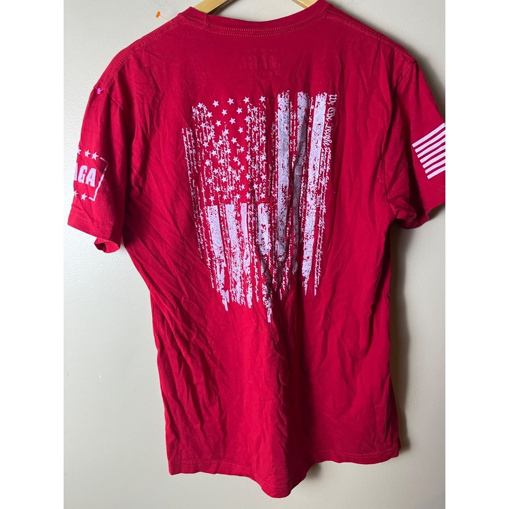MAGA T-Shirt Red Large American Flag Graphic USA